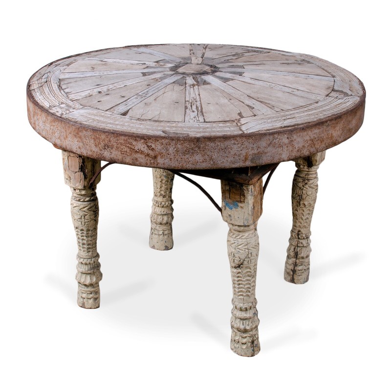 Indian Bullock Cart Wheel Table