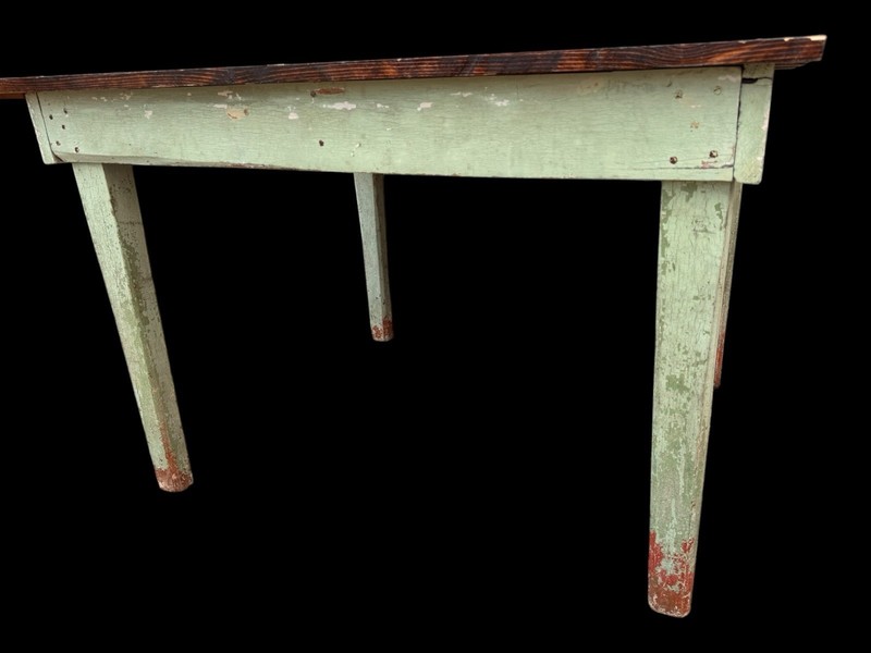 Antique Primitive Farmhouse Table Chippy Paint Seafoam Green 46” Kitchen Table gallery