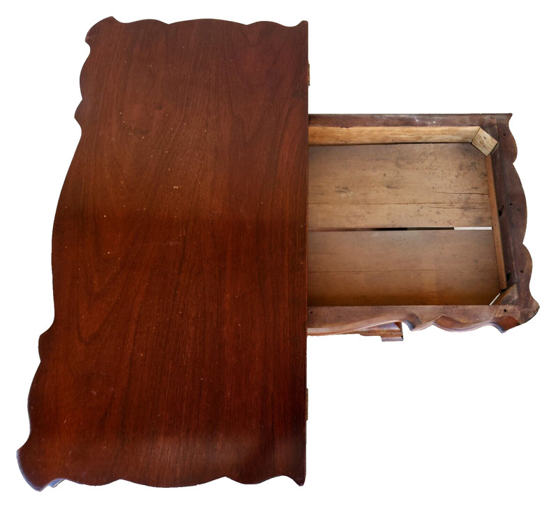 Foldover Game, CARD TABLE, c1840 Empire Restauration, Tulip Pedestal, Ogee, 36w gallery