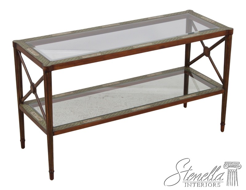 L71799: Paint Decorated Glass Top Console Sofa Table