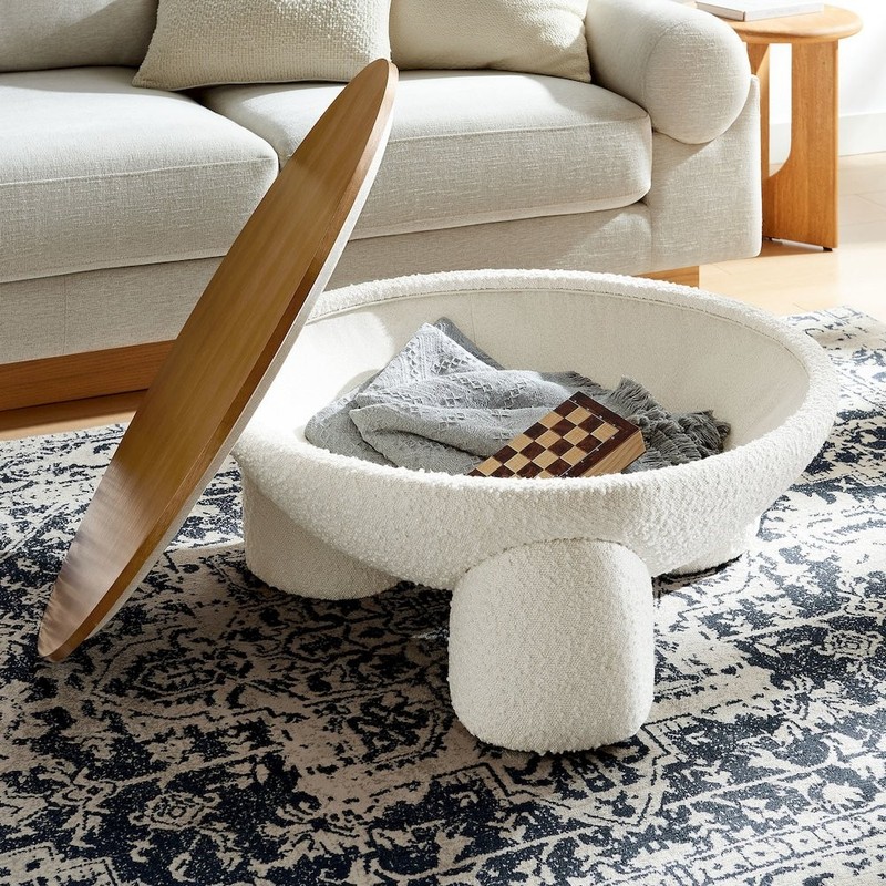 Tridome Round Boucle Upholstered Storage Coffee Table gallery