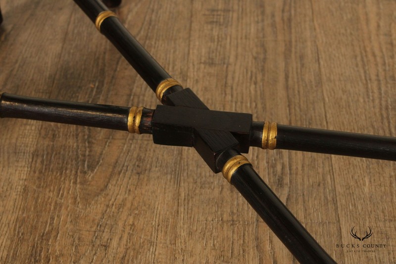 Asian Style Faux Bamboo X-Base Brass Tray Top Coffee Table gallery