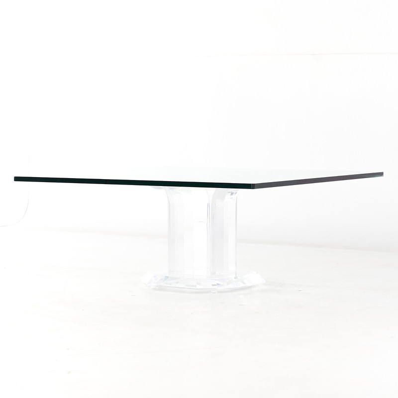 Mid Century Lucite and Glass Square Coffee Table gallery