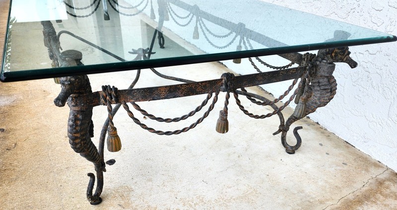 Vintage Patinated Seahorse Coffee Table Starfish gallery