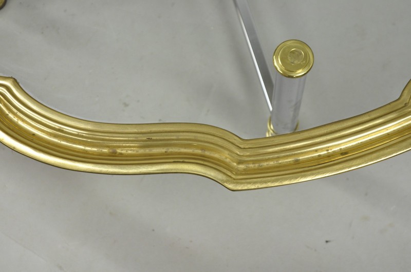 Vintage Maison Jansen Style Steel & Brass Scalloped Glass Tray Top Coffee Table gallery