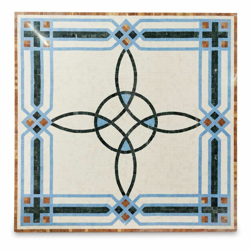 White Marble Mosaic Table Inlaid With Hard Stones H 70Cm