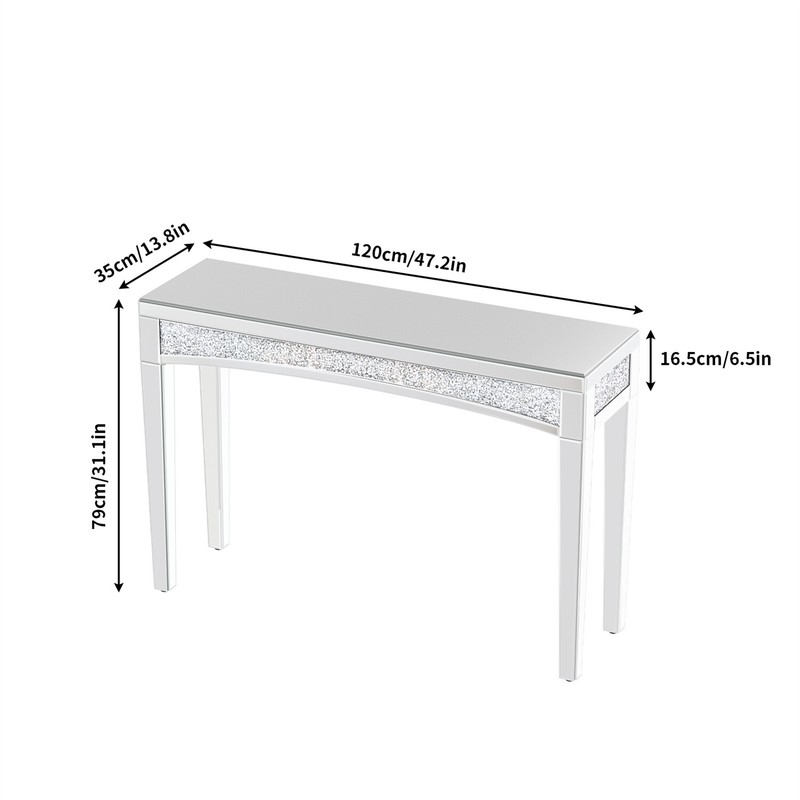 XXL Luxury Mirrored Crushed Diamond Console Table Hallway Living Room Beautiful gallery