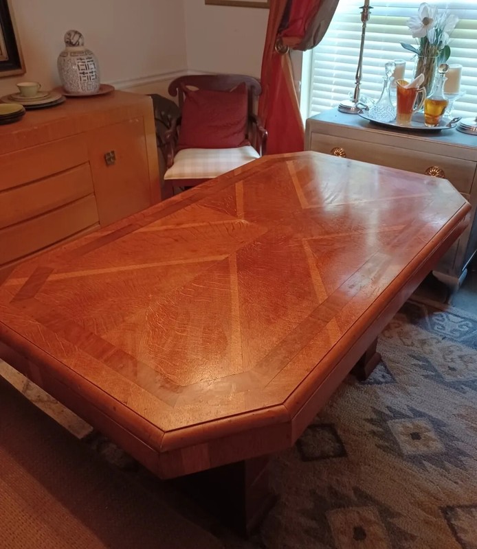 Mid-Century Modern MCM Dining Table with Unique Inlay Design gallery