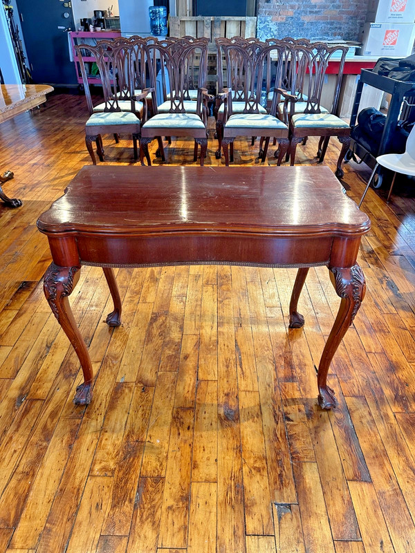 Rare Antique Chippendale Style Mahogany Fold-Over Table – Ball & Claw Feet