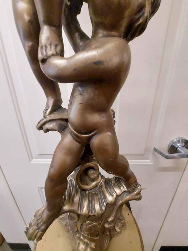 Sale Half Of Price ANTIQUE ITALIAN GOLD GILT PUTTI PEDESTAL TABLE STAND gallery