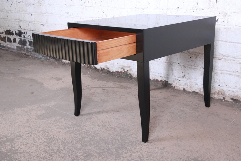 John Widdicomb Mid-Century Modern Black Lacquered Nightstand or Side Table gallery