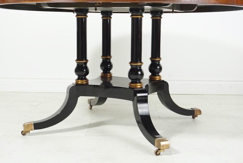 Stunning Mahogany Piano Black Round Dining Kitchen Table Gold Leaf gallery