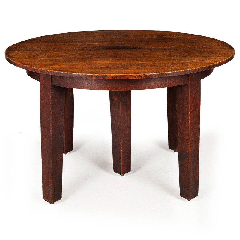Gustav Stickley Arts & Crafts Extending Oak Dining Table no. 632 c. 1910 gallery
