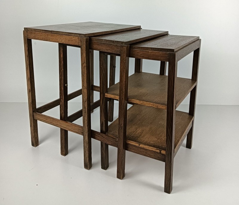 Art Deco antique Nesting stacking side tables design very rare with boards set o gallery