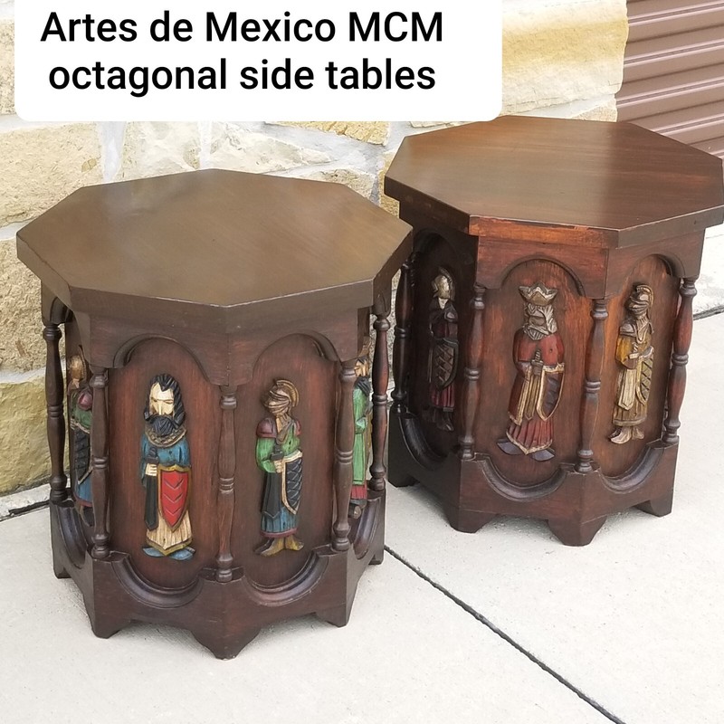 Spanish Revival MCM Artes De Mexico Octagonal Side Tables gallery