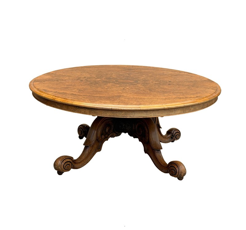 Vintage Estate Burl Walnut Wood Large Oval Low Coffee Table GB648 gallery