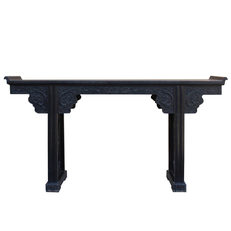 Chinese Brown Huali Rosewood Point Edge Relief Carving Altar Table cs4630 gallery