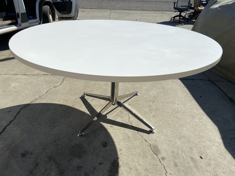 Florence Knoll Mid Century Modern Style Chrome Dining Conference Table gallery