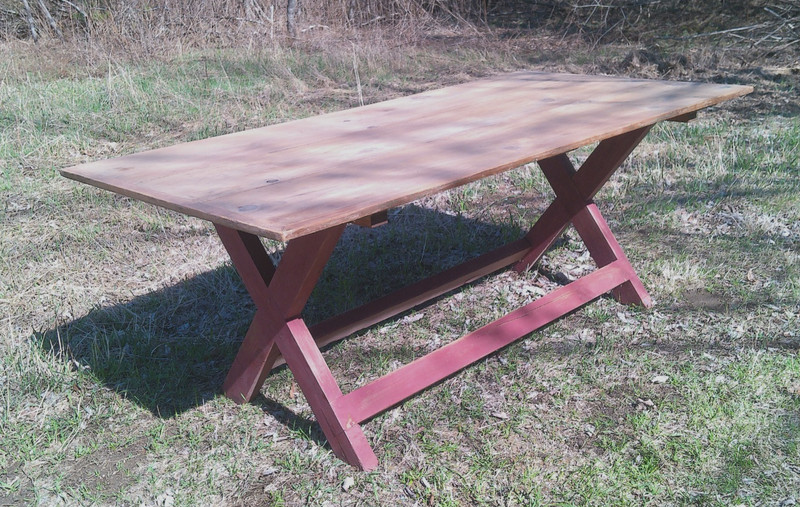 ANTIQUE PRIMITIVE 6-FOOT-LONG SAWBUCK HARVEST TABLE