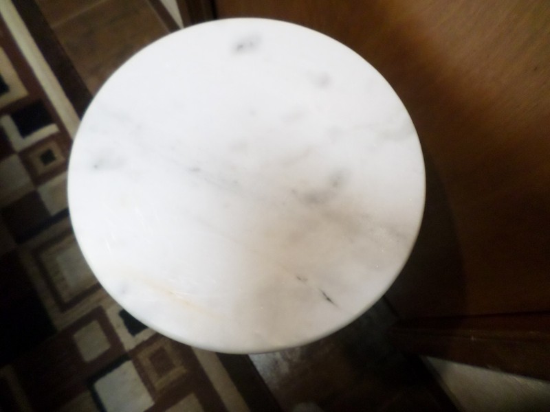 Beautiful Antique Marble & Cast-Iron Side Table/Plant Stand w/Antique Gold Trim gallery