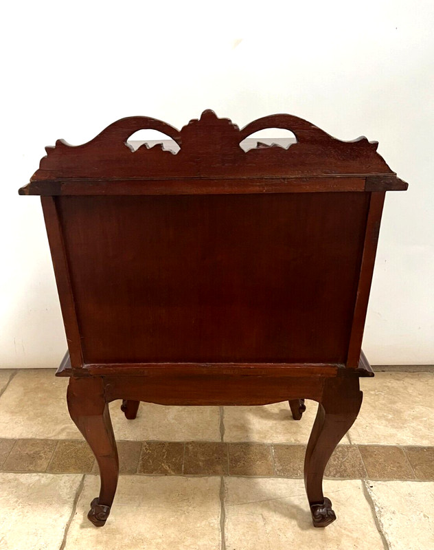 Vintage Table Nightstand Two Dovetail Drawers French country Carved Mahogany gallery