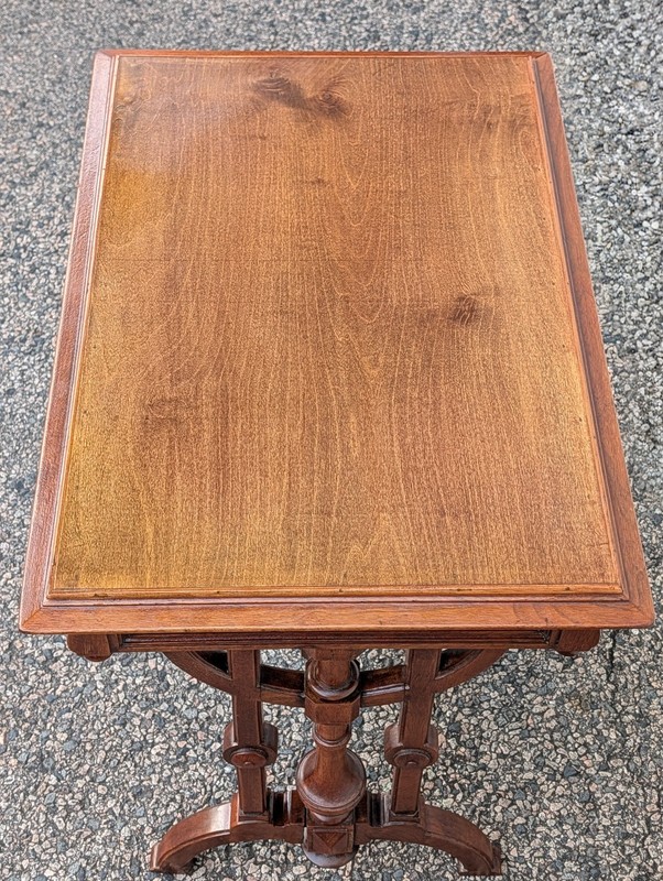 Antique Victorian Hallway Side or Parlor Table with Drawer, Walnut & Burl Trim gallery