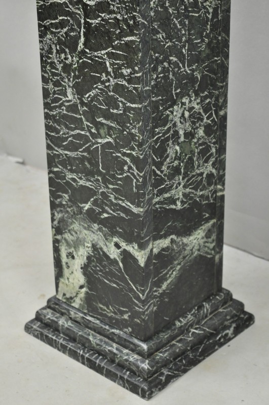 Vintage Italian Classical Style Dark Green Marble Square Column Pedestal Stand gallery