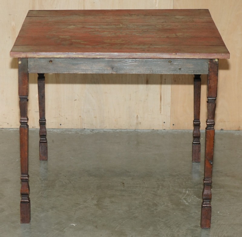 FRENCH ANTIQUE HAND PAINTED PARIS PINE VENDANGE WINE TASTING TABLE LOVELY! gallery