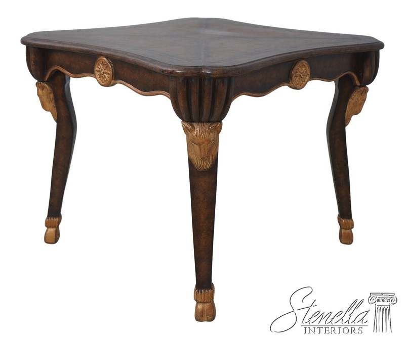 70320: Leather Top Regency Style Rams Head Games Table