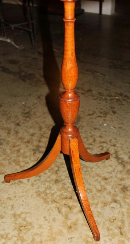 18th c English Satinwood Tripod Stand or Candle Stand with Tiger Maple Top gallery