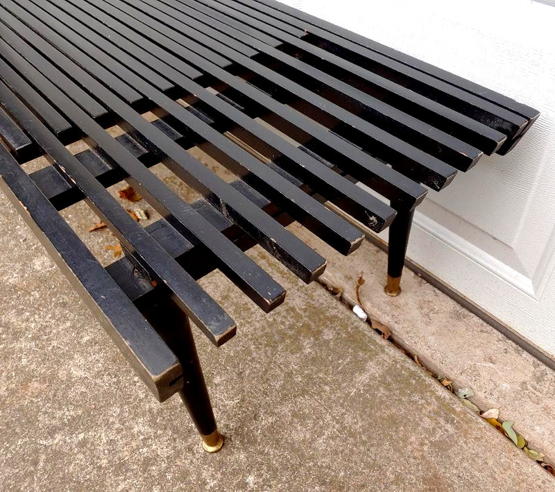 SUPER COOL MID CENTURY MODERN EXPANDABLE SLAT TABLE, JOHN KEAL? 4' TO 5'... gallery