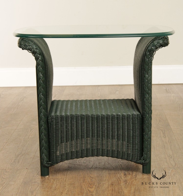 Lloyd Loom Woven Wicker Glass Top Outdoor Side Table gallery