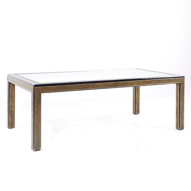 Bernhard Rohne for Mastercraft MCM Lacquered Etched Brass Expanding Dining Table