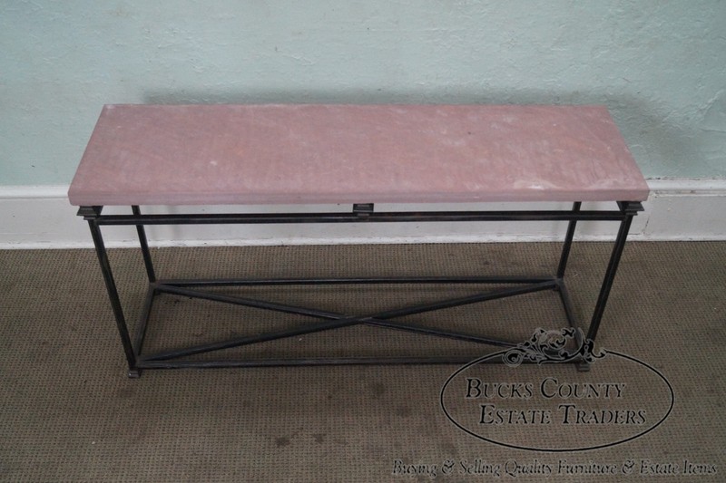 Quality Iron Base Console Table w/ Slate Top gallery