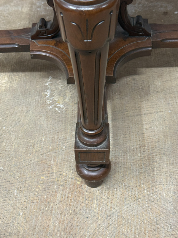 antique Rennaissance revival Victorian walnut parlor center table marble 1870 gallery