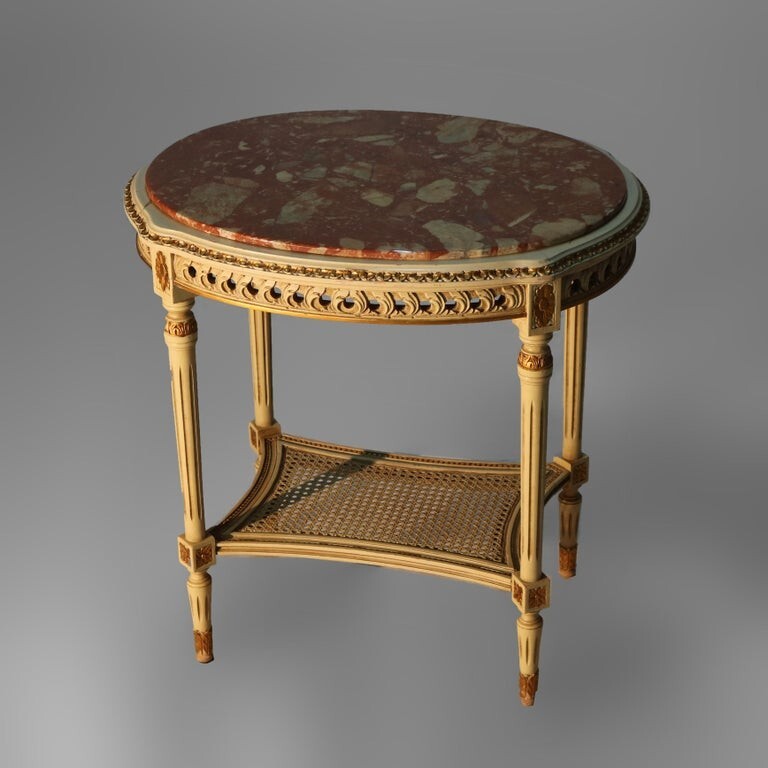 Antique French Louis XVI Gilt Wood & Rouge Marble Stand c1930 gallery