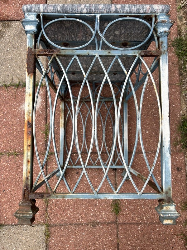 Antique Wrought Iron And Marble Small Side Table gallery
