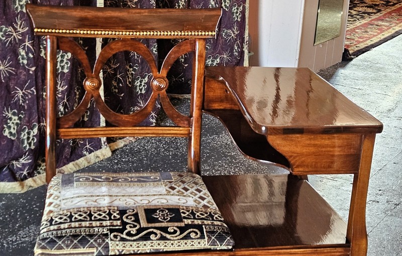 Antique Lexington Chair Co Mahogany Wood Telephone Table Gossip Bench Storage gallery