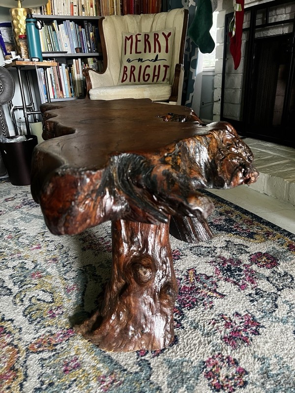 Vintage California Redwood Burl Live Edge Coffee Table – Sculptural Slab Rustic gallery