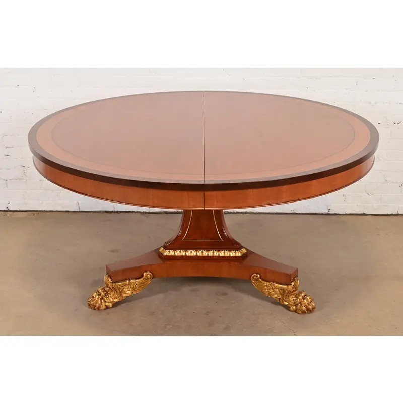 Baker Furniture Regency Cherry Wood Extension Dining Table, Newly Refinished