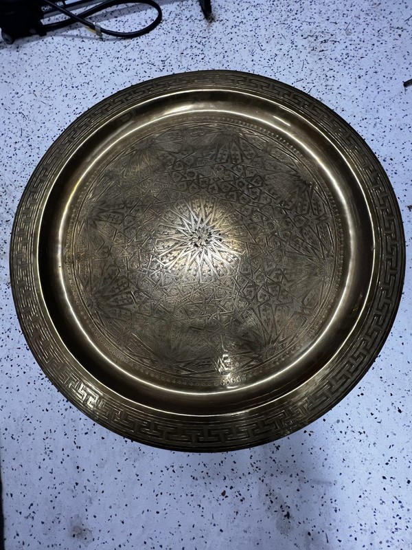 Mid Century Moroccan Style Brass Tray 24″ Round Table Top – NO BASE