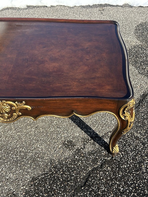 Henredon Regency Style Burlwood And Gilt Highlighted Coffee Table gallery