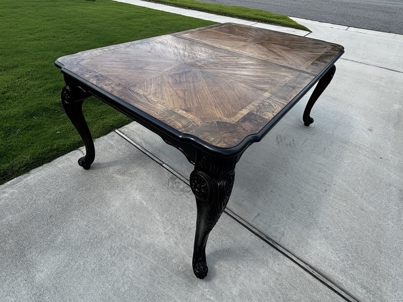 Victorian Style Antique Carved Wood Dining Table, Rectangular, 70x48x40 in