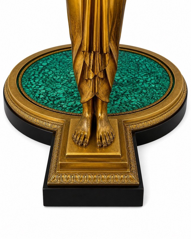 A Large Neo Classical Style Gilt Bronze & Vivid Green Malachite Center Table gallery