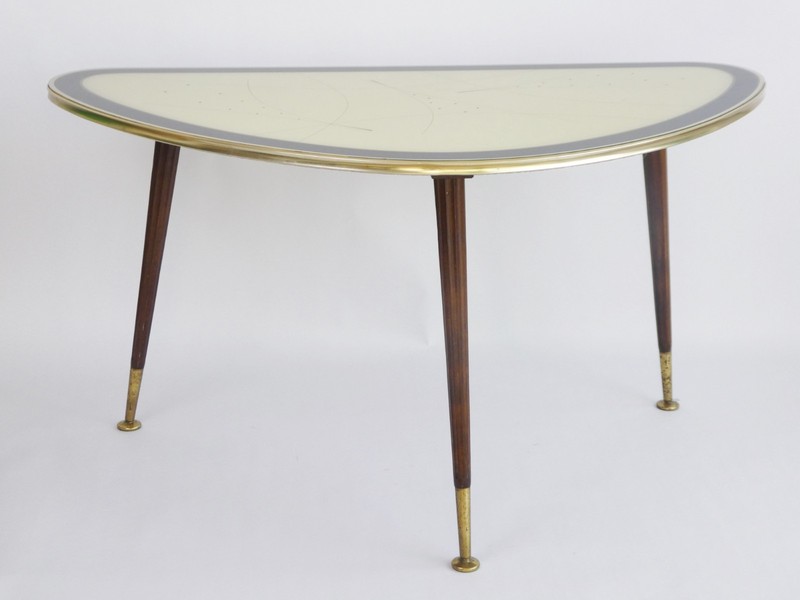 Large Vintage Kidney Shaped Coffee Table, Original Space Age Glass Table gallery
