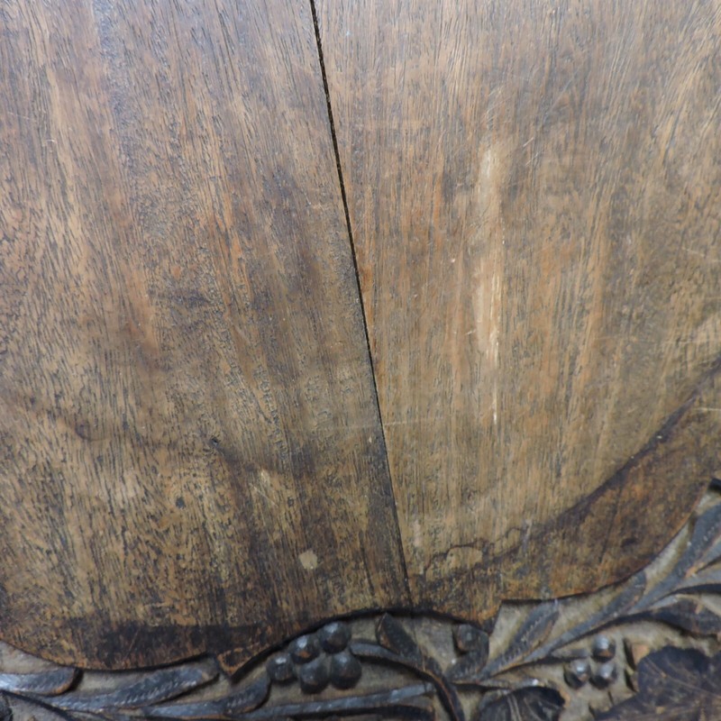 Vintage Indian Hand Carved Wood Table Top Made in India 18"D gallery