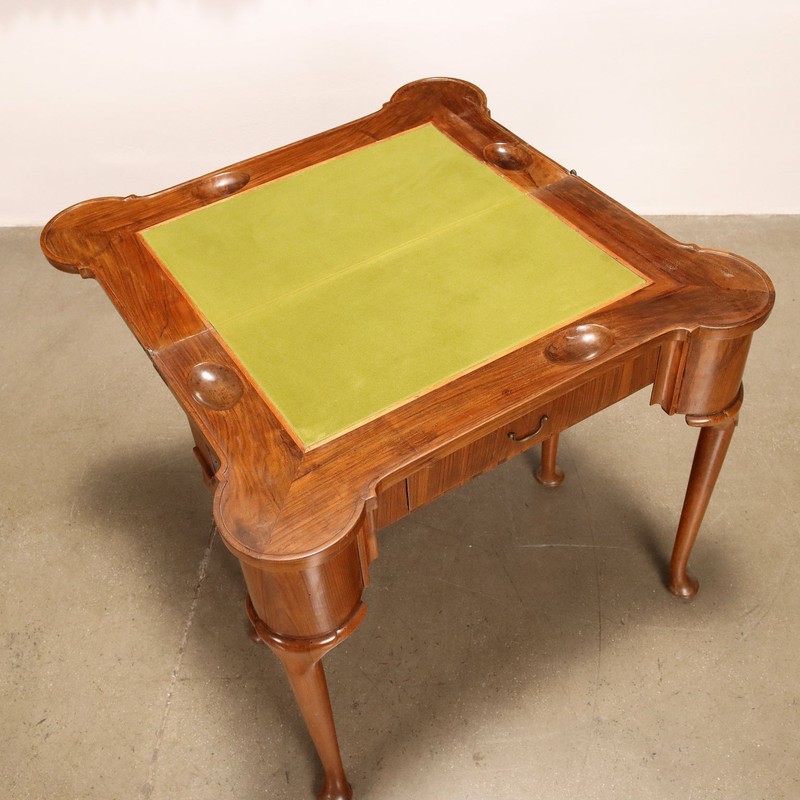 Ancient Baroque Game Table Walnut Italy XVIII Century gallery