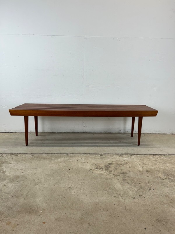 Mid Century Modern Walnut Slat Bench Coffee Table gallery