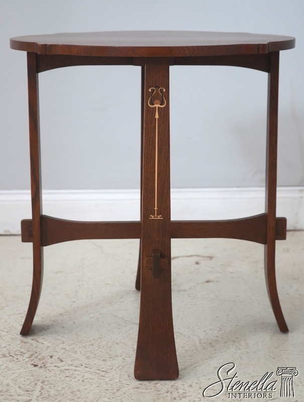 73001: STICKLEY Harvey Ellis Inlaid Oak Tea Table gallery