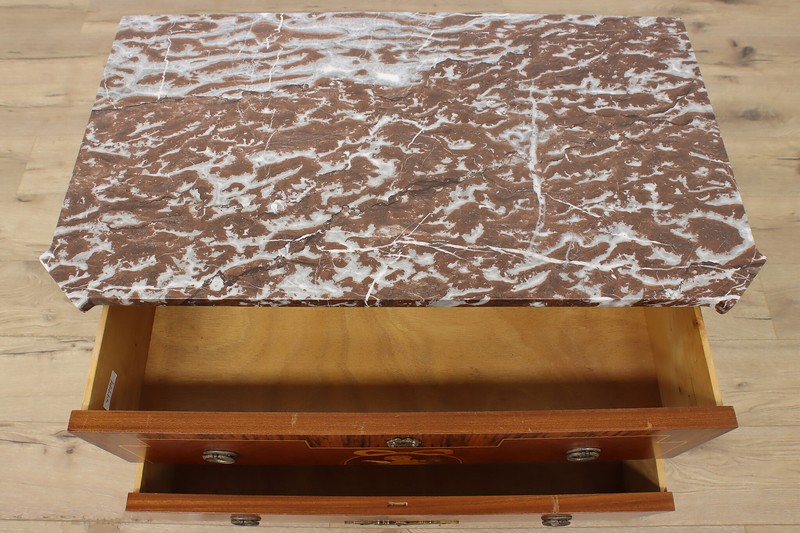 French Vintage Mahogany & Marble Console or Chest, Cherub #49944 gallery